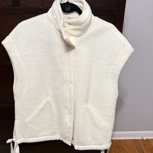 Cream Fleece Vest with Side Ties